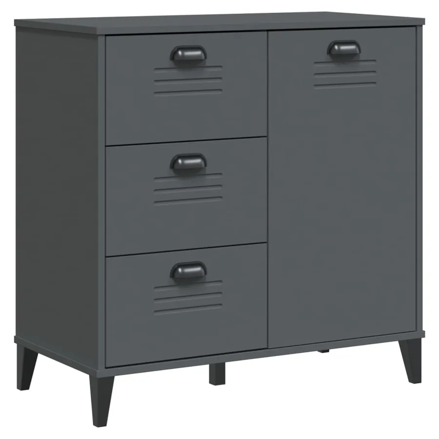 Buffet VIKEN gris anthracite 80x40x190 cm bois massif de pin - 9