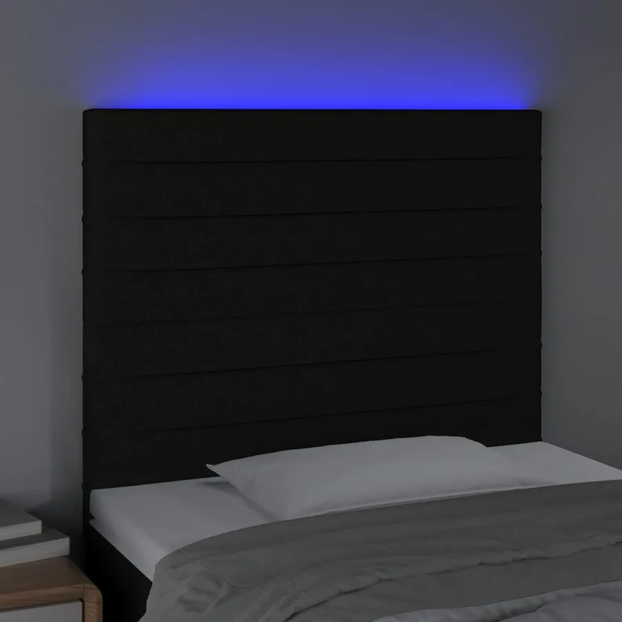 Tête de lit à LED Noir 80x5x118/128 cm Tissu - 3