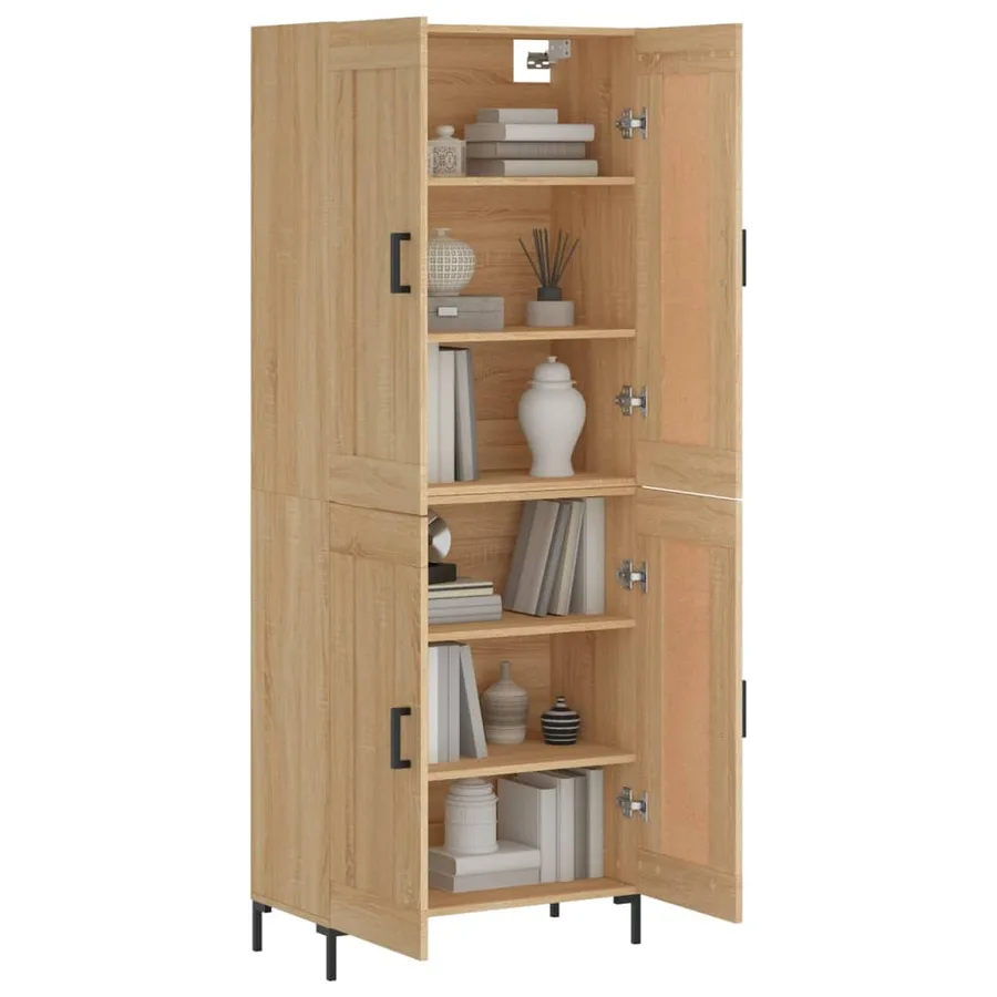 Buffet haut Chêne sonoma 69,5x34x180 cm Bois d'ingénierie - 3