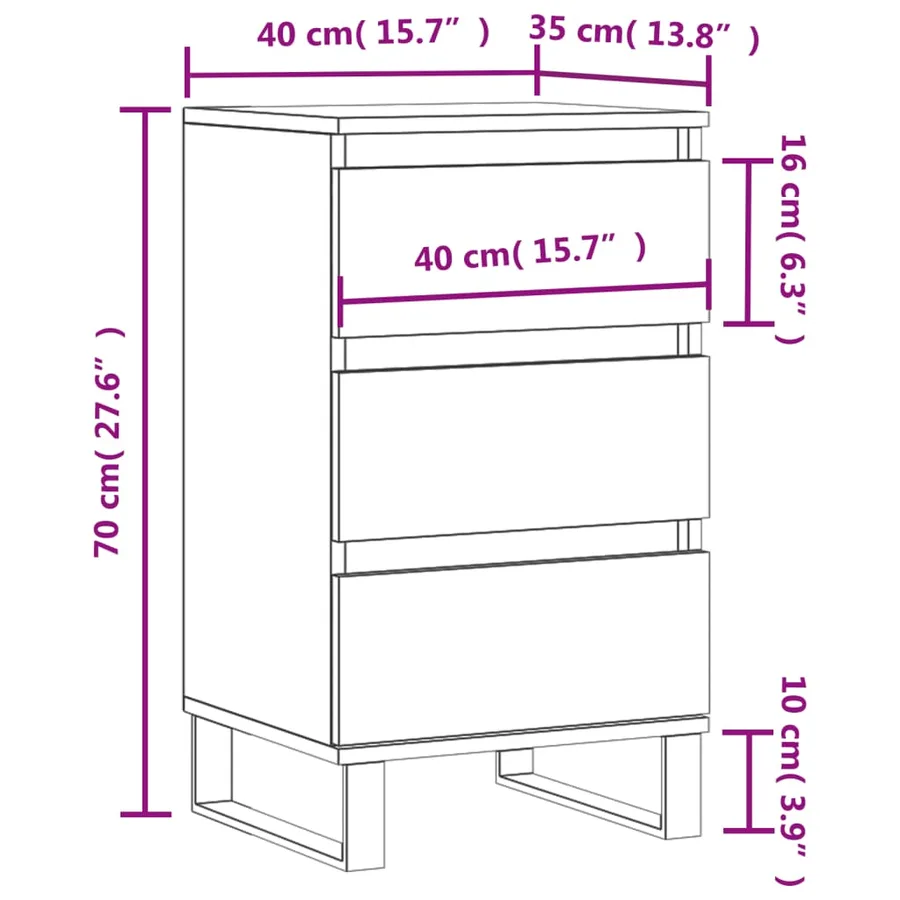 Buffet blanc 40x35x70 cm bois d’ingénierie - 11