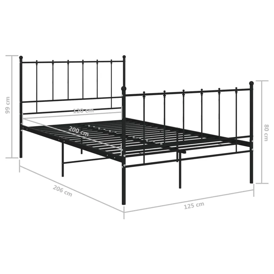 Cadre de lit sans matelas noir métal 120x200 cm - 6