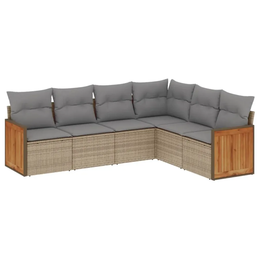 Salon de jardin avec coussins 6 pcs beige résine tressée - 2