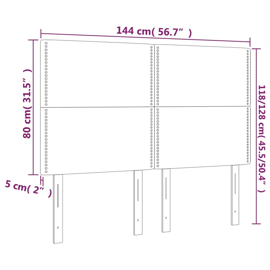 Tête de lit Gris foncé 144 x 5 x 118/128 cm Velours - 8