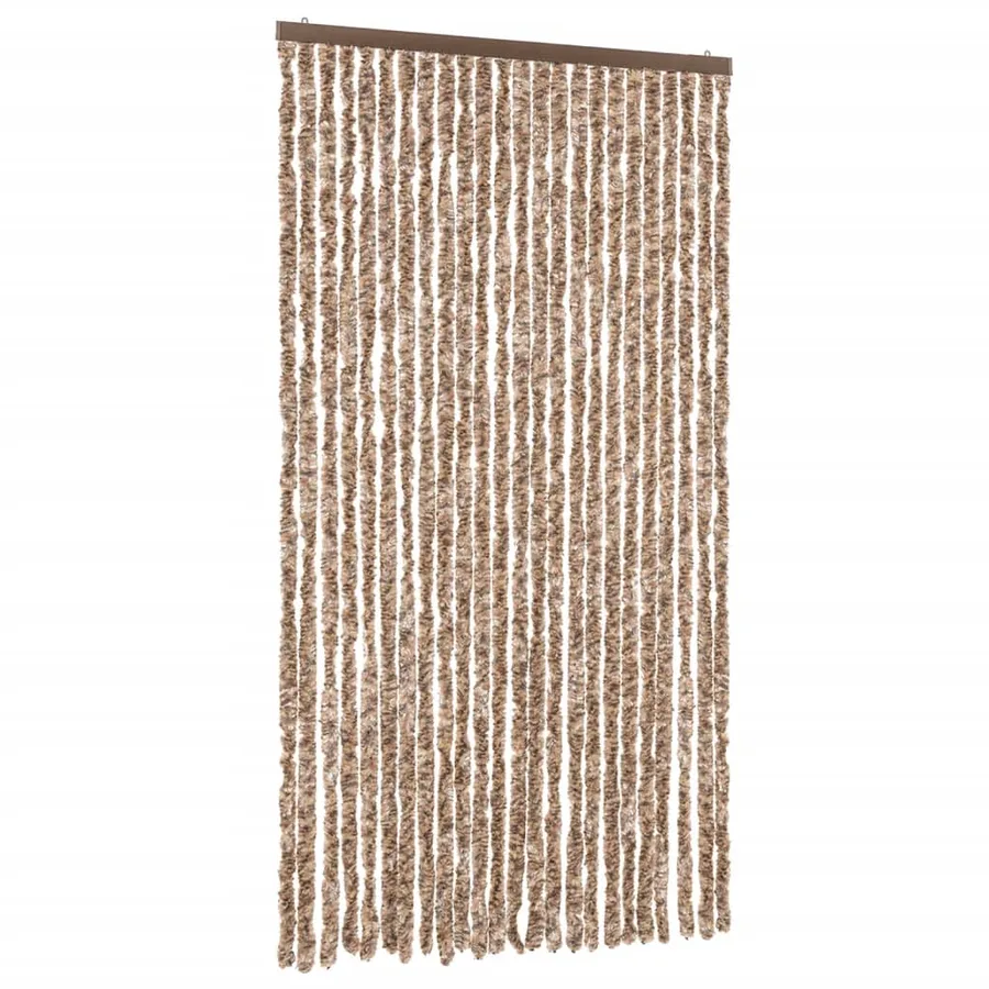 Rideau anti-mouches beige et marron foncé 100x220 cm chenille - 2