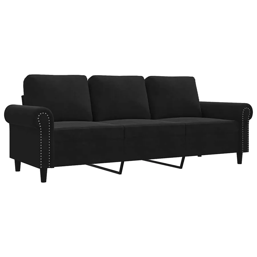 Canapé à 3 places Noir 180 cm Velours - 2