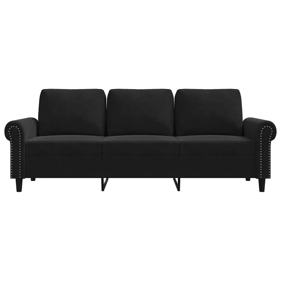 Canapé à 3 places Noir 180 cm Velours - 4