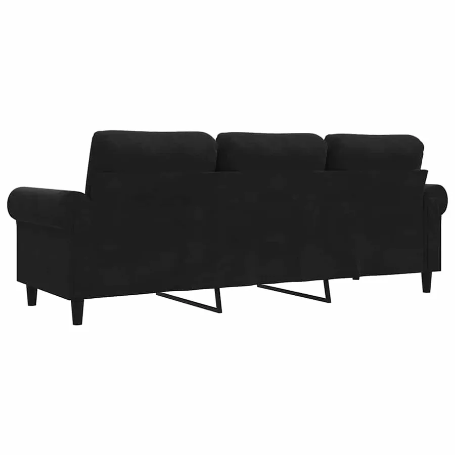 Canapé à 3 places Noir 180 cm Velours - 6