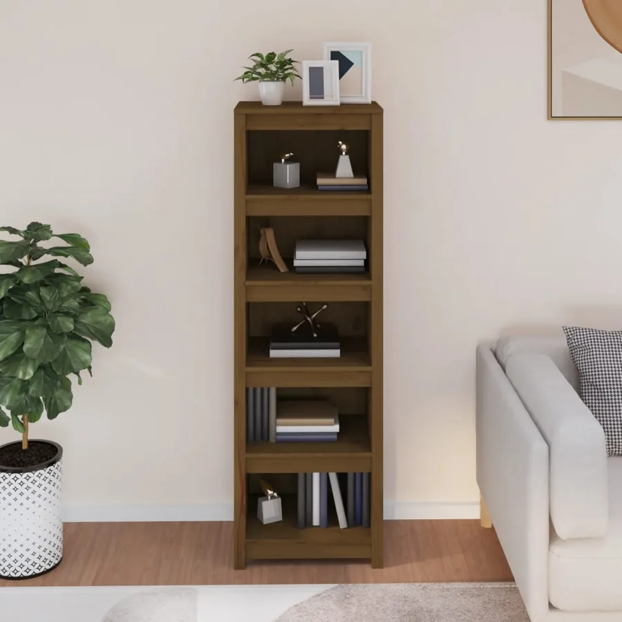 Bibliothèque Marron miel 50x35x154 cm Bois de pin massif - 3