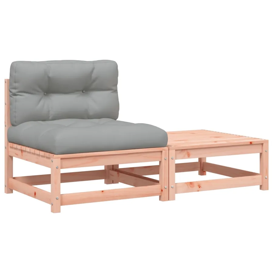 Canapé de jardin sans accoudoirs avec coussins et repose-pieds - 2