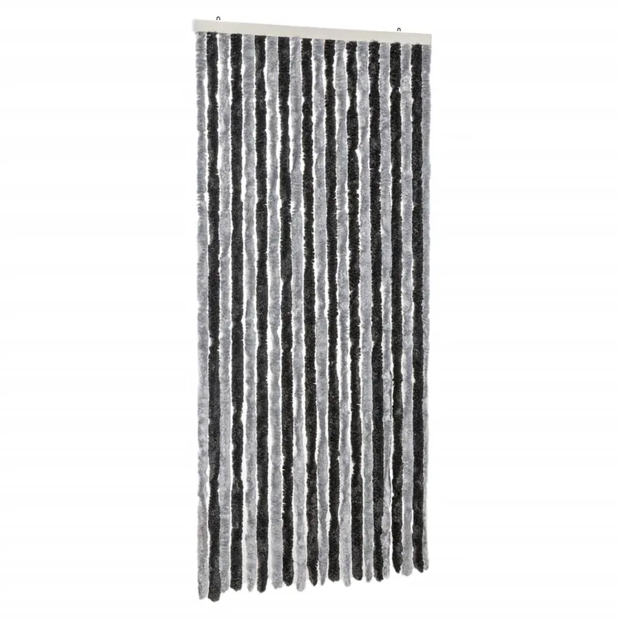 Rideau anti-mouches gris et noir 90x220 cm chenille - 2