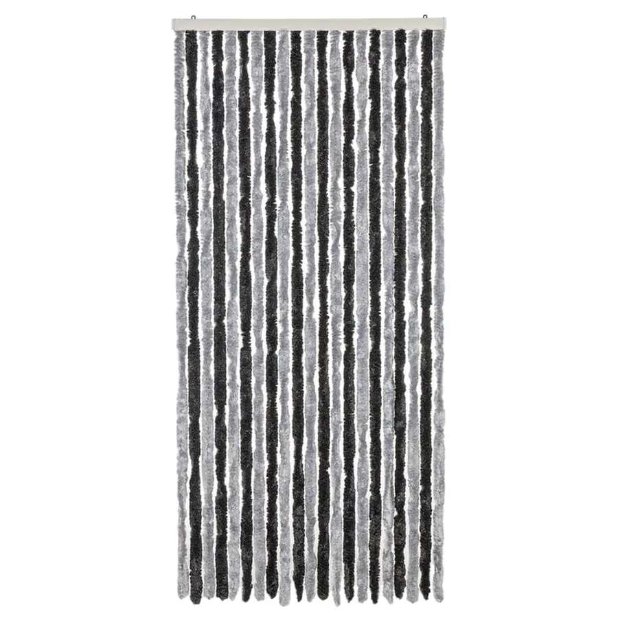 Rideau anti-mouches gris et noir 90x220 cm chenille - 3