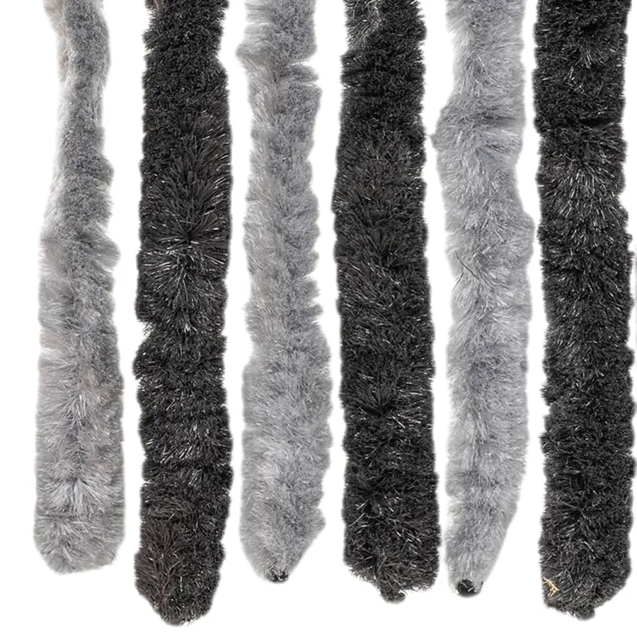 Rideau anti-mouches gris et noir 90x220 cm chenille - 5