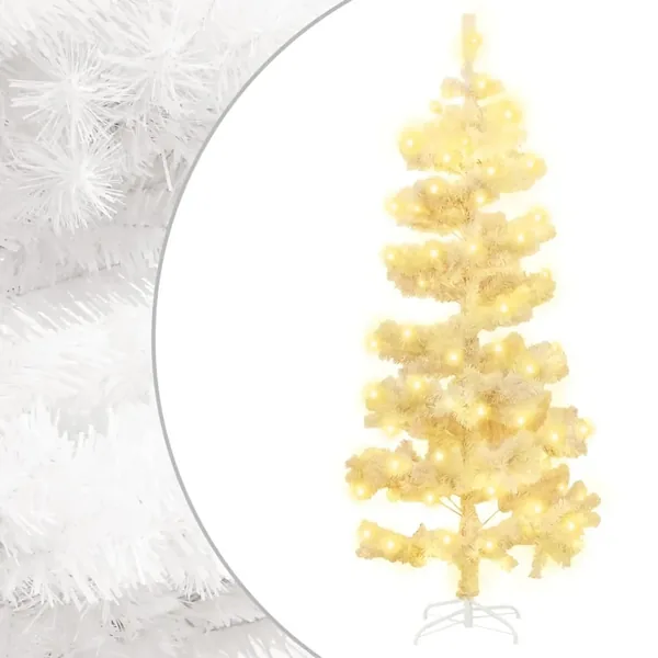 Arbre de Noël hélicoïdal pré-éclairé et support blanc 180cm PVC
