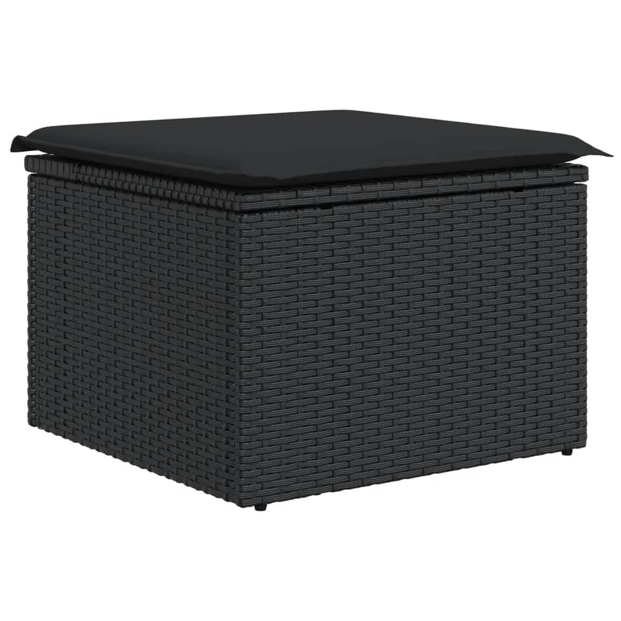 Salon de jardin 10 pcs avec coussins noir résine tressée - 12