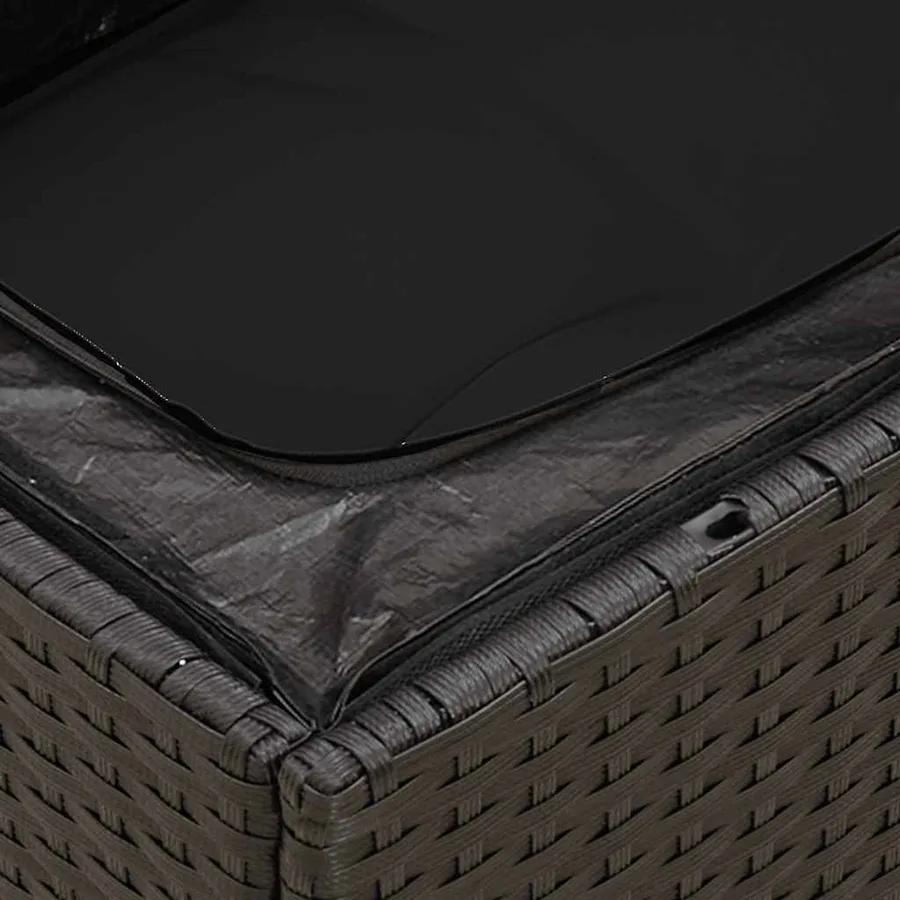 Salon de jardin avec coussins 14 pcs noir résine tressée - 6