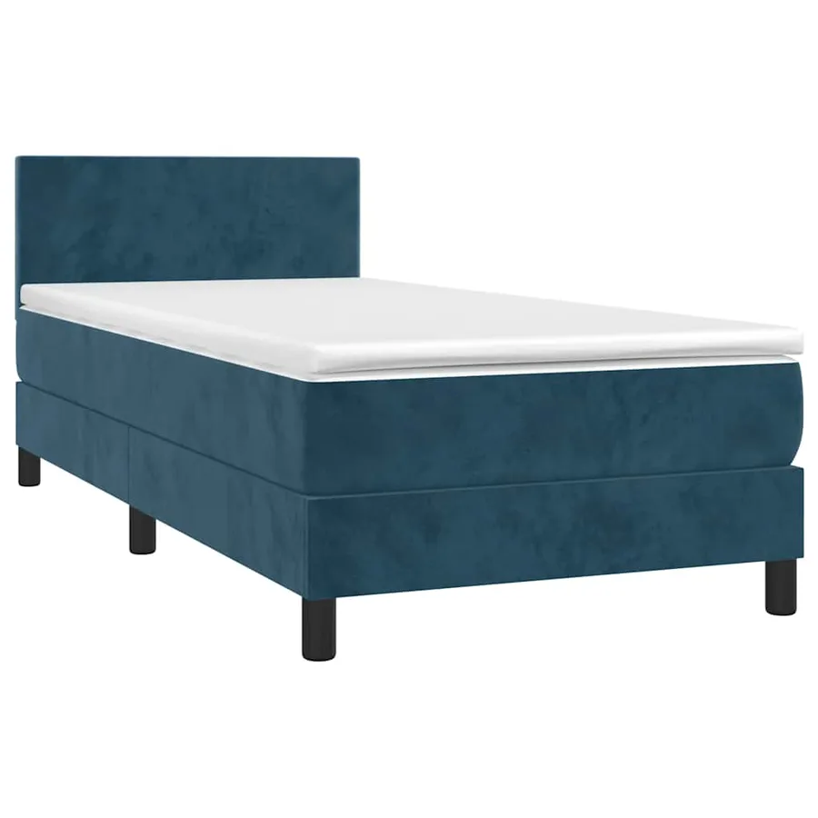 Sommier à lattes de lit avec matelas et LED Bleu foncé 90x200cm - 3