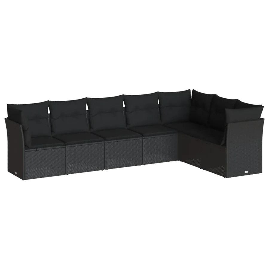Salon de jardin 7 pcs avec coussins noir résine tressée 62 x 62 x 69 cm - 60,4 kg - 2