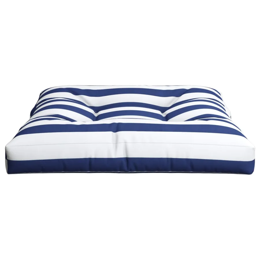 Coussin de palette rayures bleues et blanches 70x70x12 cm tissu - 6