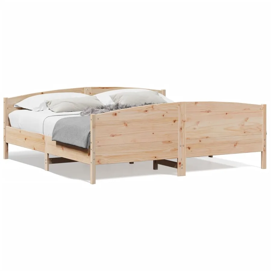 Cadre de lit sans matelas 200x200 cm bois massif de pin - 2