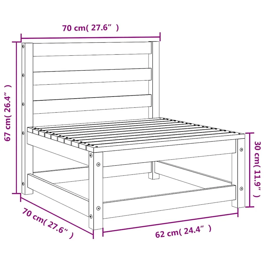 Canapés de jardin sans accoudoirs 2 pcs blanc bois pin imprégné - 10