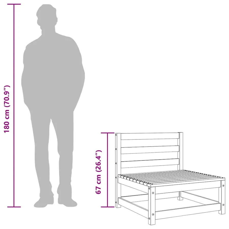 Canapés de jardin sans accoudoirs 2 pcs blanc bois pin imprégné - 11