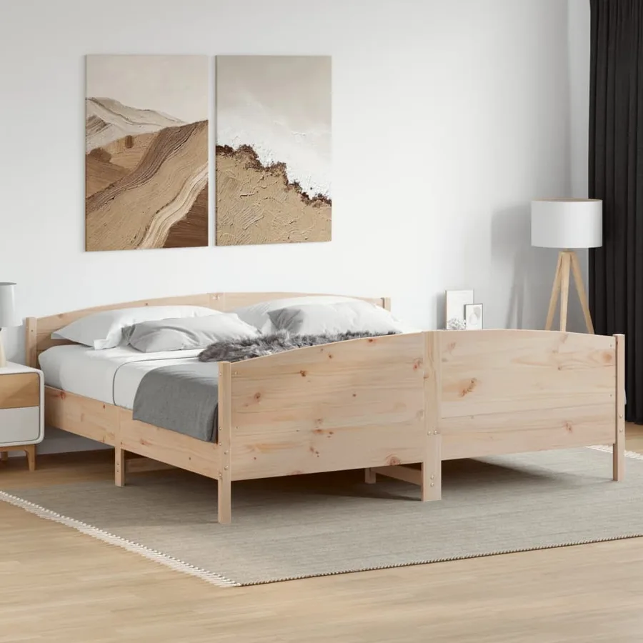 Cadre de lit avec tête de lit 200x200 cm Bois de pin massif - 3