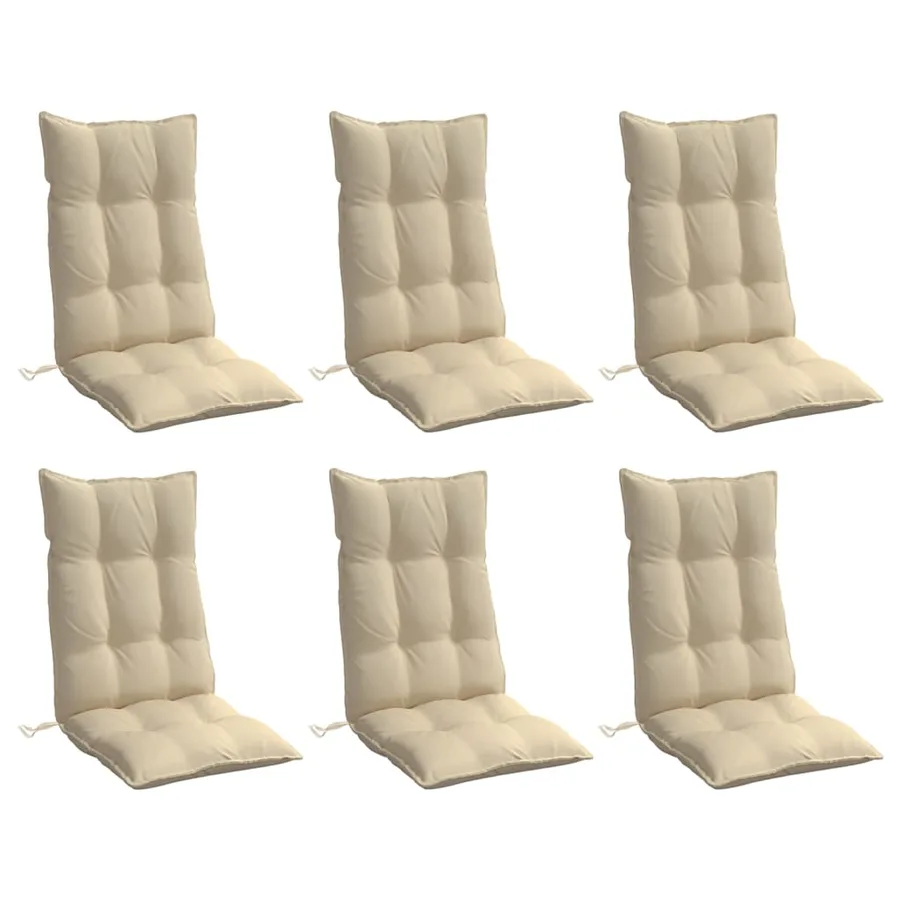 Coussins de chaise à dossier haut lot de 6 beige tissu oxford - 3