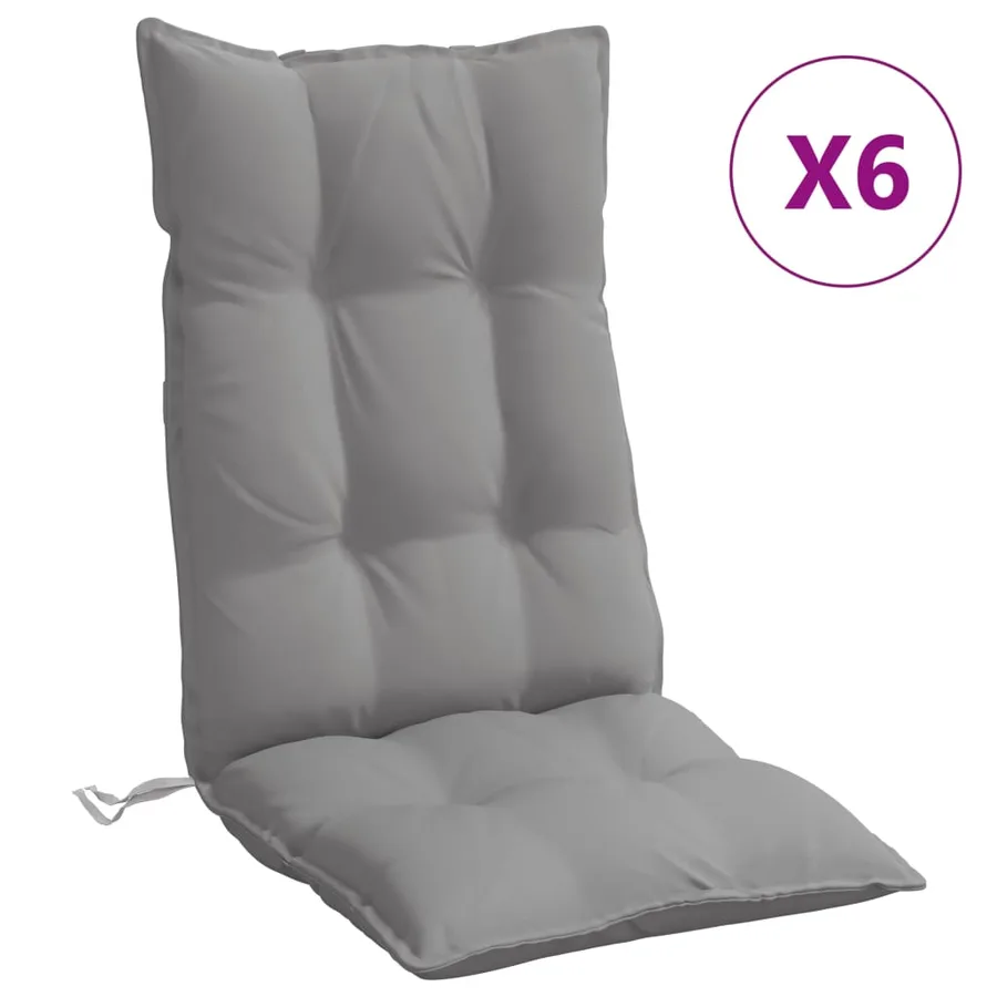 Coussins de chaise à dossier haut lot de 6 gris tissu oxford - 2
