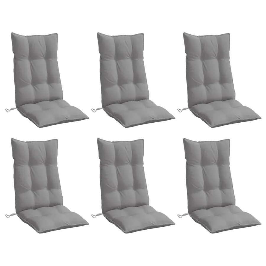 Coussins de chaise à dossier haut lot de 6 gris tissu oxford - 3
