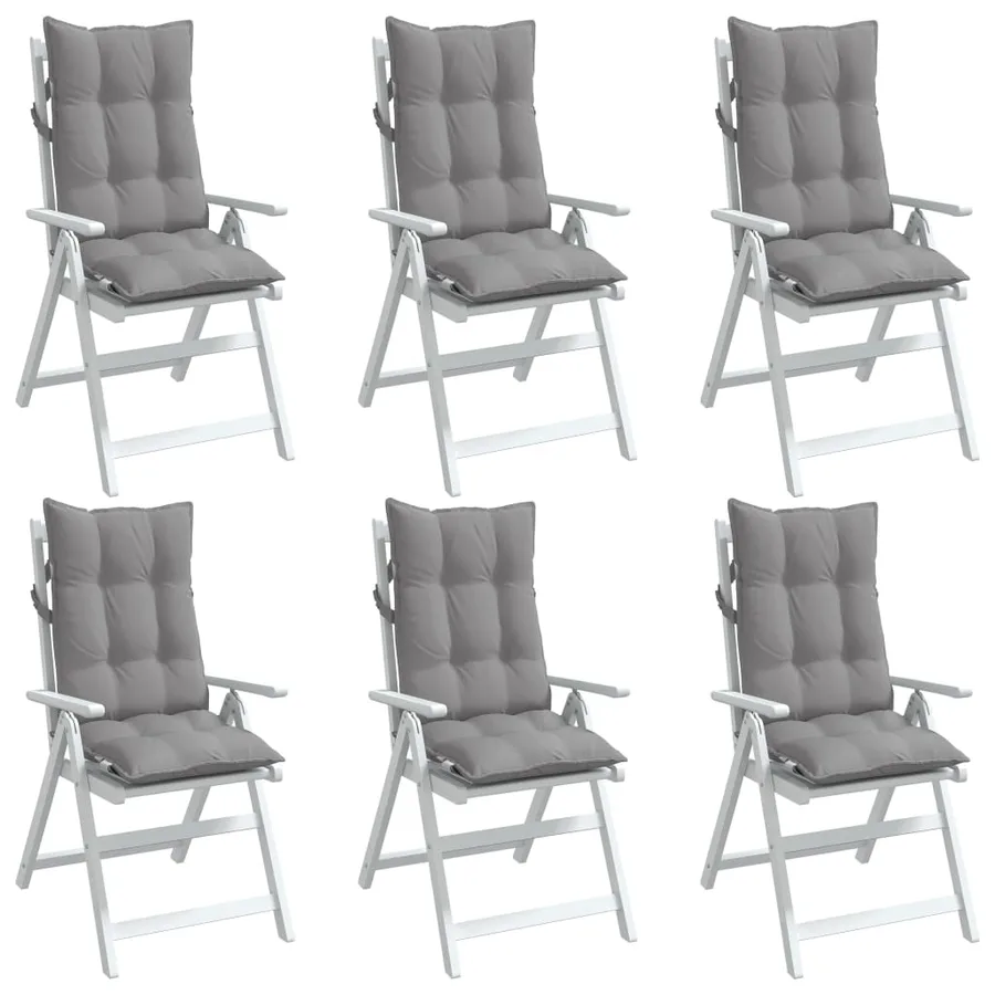 Coussins de chaise à dossier haut lot de 6 gris tissu oxford - 4