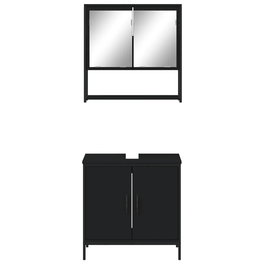Ensemble de meubles salle de bain 2 pcs noir bois d'ingénierie - 5