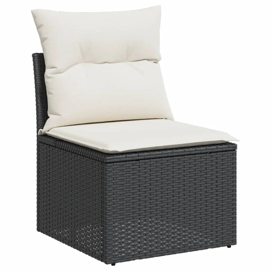 Salon de jardin 11 pcs avec coussins noir résine tressée - 4