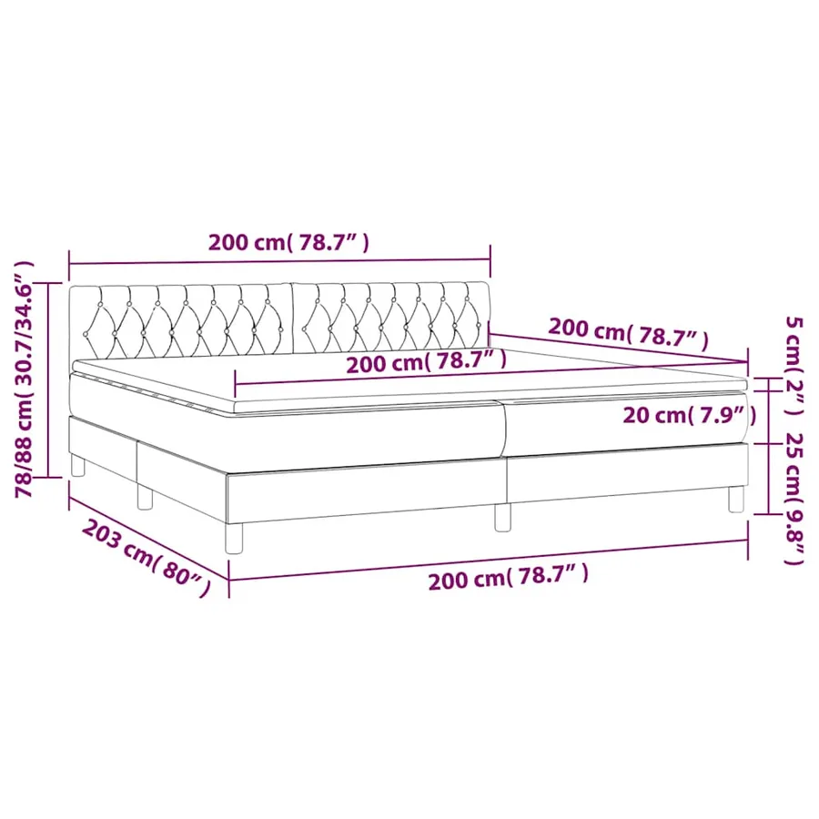 Sommier à lattes de lit avec matelas LED Vert foncé 200x200 cm - 9