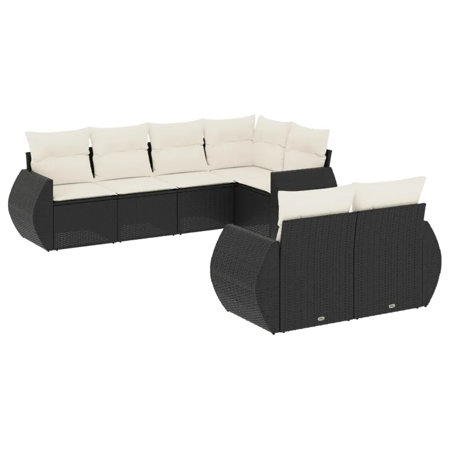 Salon de jardin 7 pcs avec coussins noir résine tressée 70 x 62 x 69 cm - 63,0 kg - 2