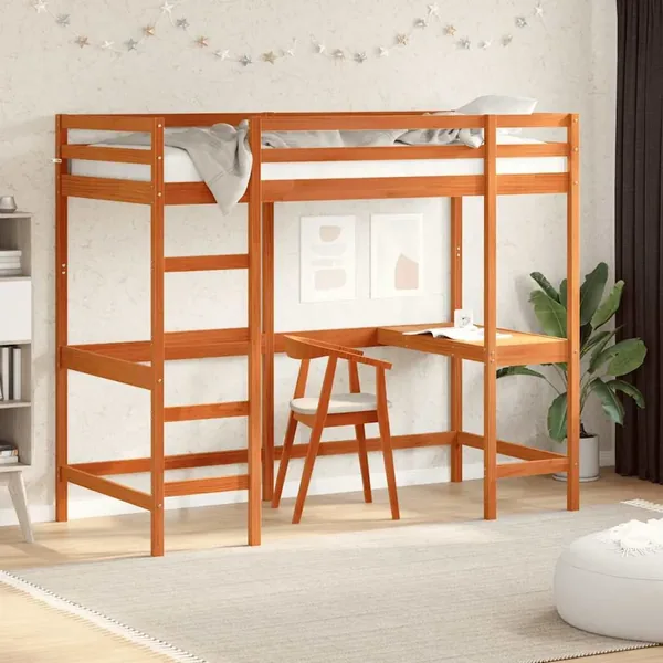 Lit superposé sans matelas cire marron 90x190 cm pin massif