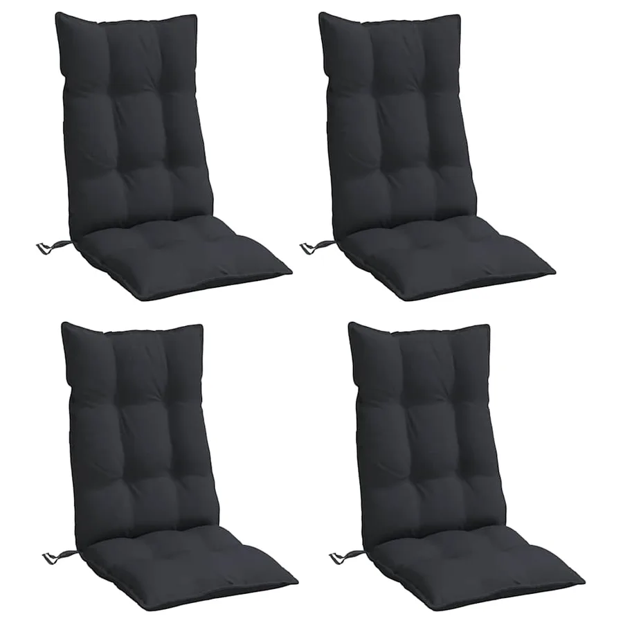 Coussins de chaise à dossier haut lot de 4 noir tissu oxford - 3