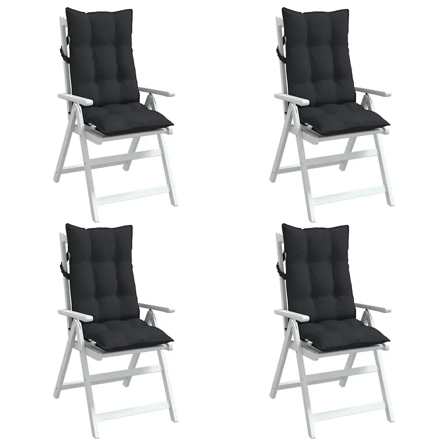 Coussins de chaise à dossier haut lot de 4 noir tissu oxford - 4