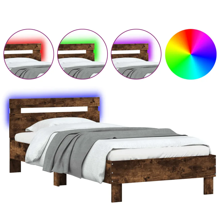 Cadre de lit sans matelas avec lumières LED 100x200 cm - 2