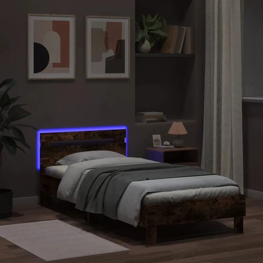 Cadre de lit sans matelas avec lumières LED 100x200 cm - 4