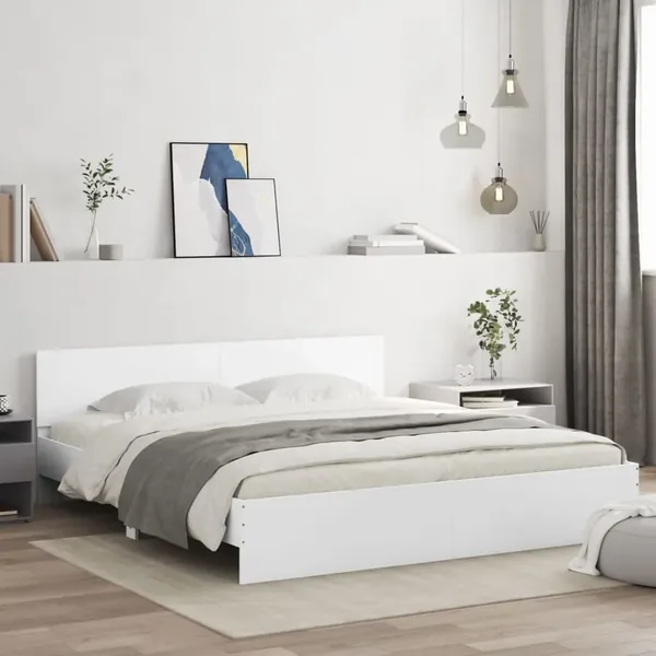 Cadre de lit sans matelas blanc 200x200 cm
