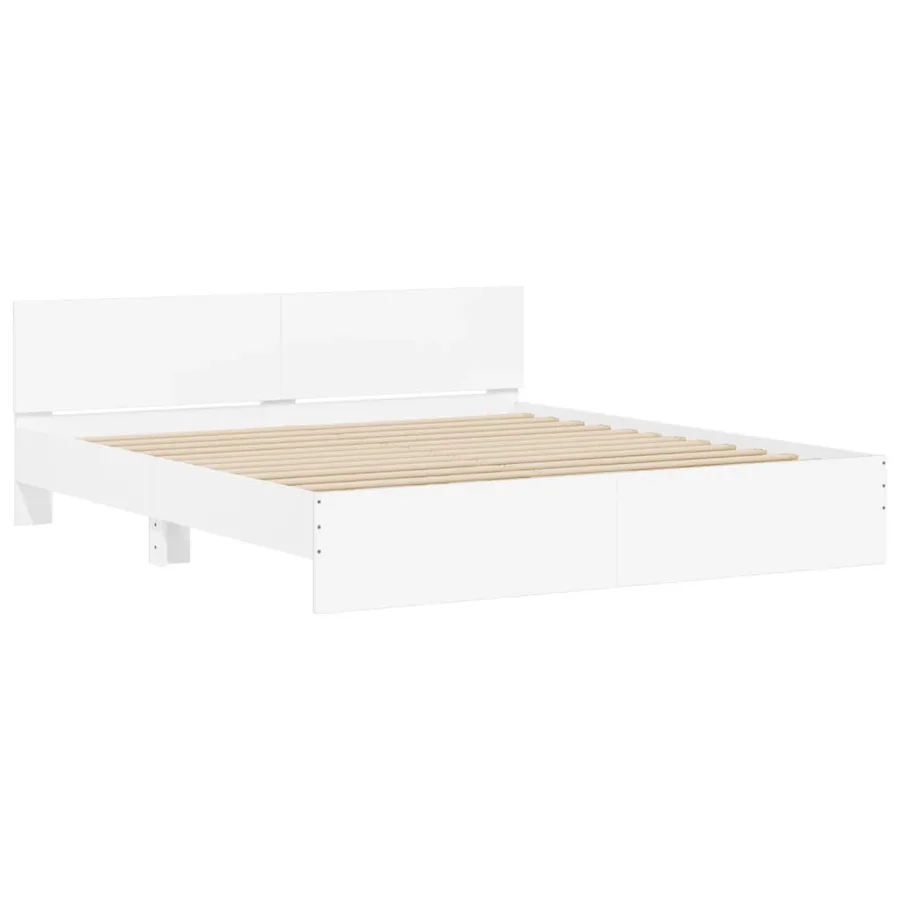 Cadre de lit sans matelas blanc 200x200 cm - 4