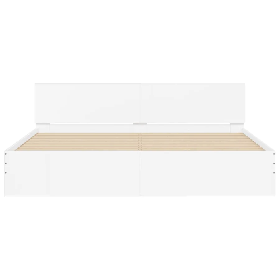 Cadre de lit sans matelas blanc 200x200 cm - 5