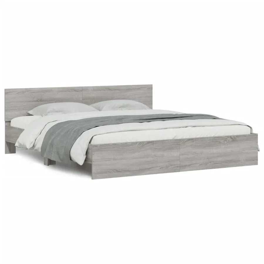 Cadre de lit sans matelas sonoma gris 200x200 cm - 2