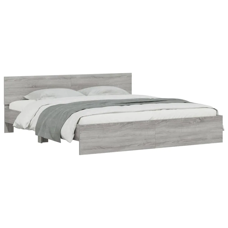 Cadre de lit sans matelas sonoma gris 200x200 cm - 3