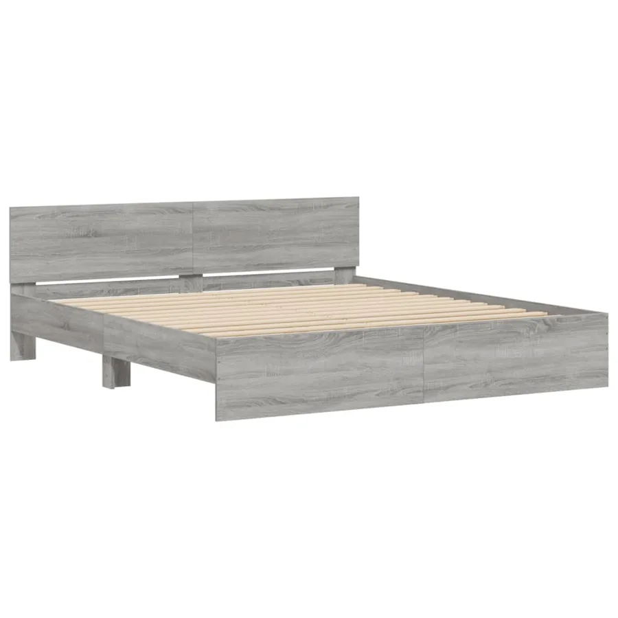 Cadre de lit sans matelas sonoma gris 200x200 cm - 4