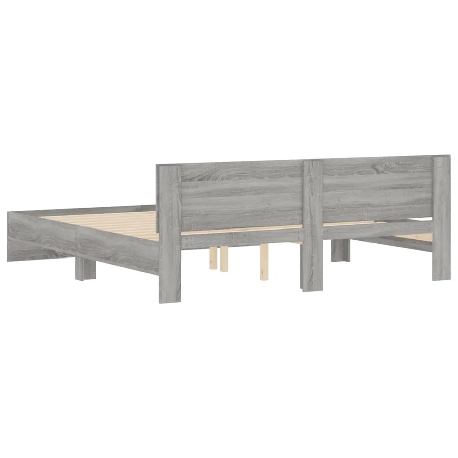 Cadre de lit sans matelas sonoma gris 200x200 cm - 7