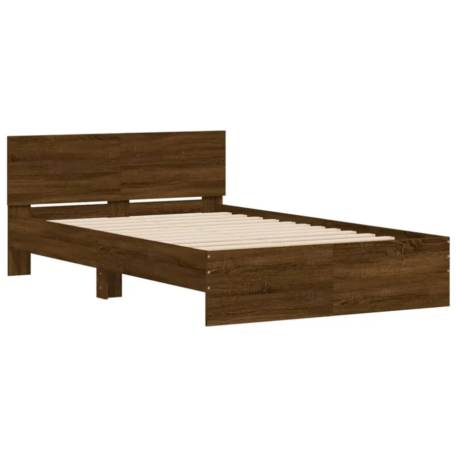 Cadre de lit sans matelas chêne marron 135x190 cm - 4