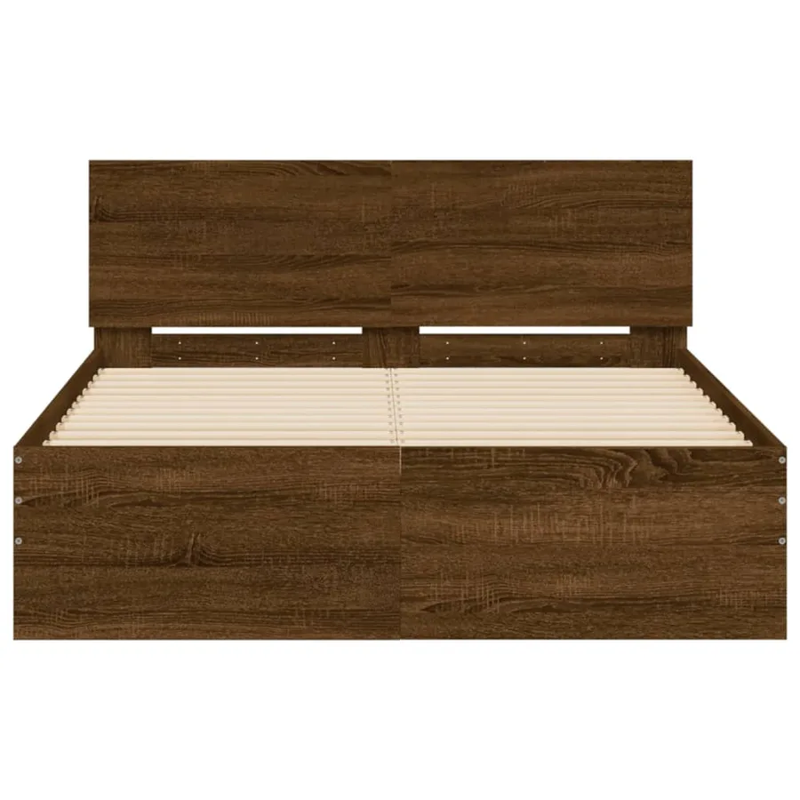 Cadre de lit sans matelas chêne marron 135x190 cm - 5