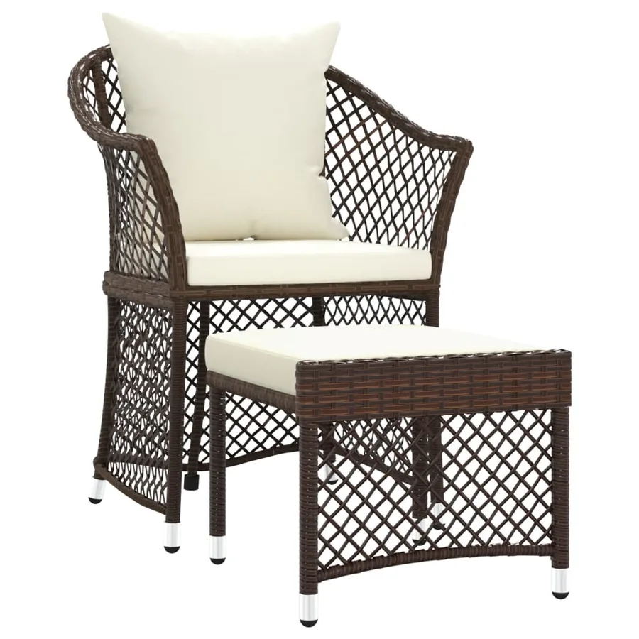 Salon de jardin 2 pcs avec coussins Marron Résine tressée - 2