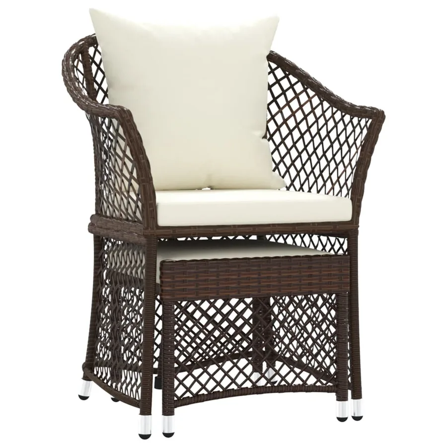 Salon de jardin 2 pcs avec coussins Marron Résine tressée - 3